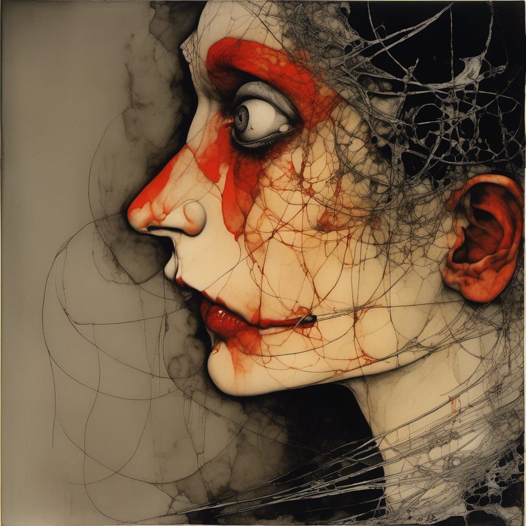 Surreal Snarl Drawing in Ethereal Fog