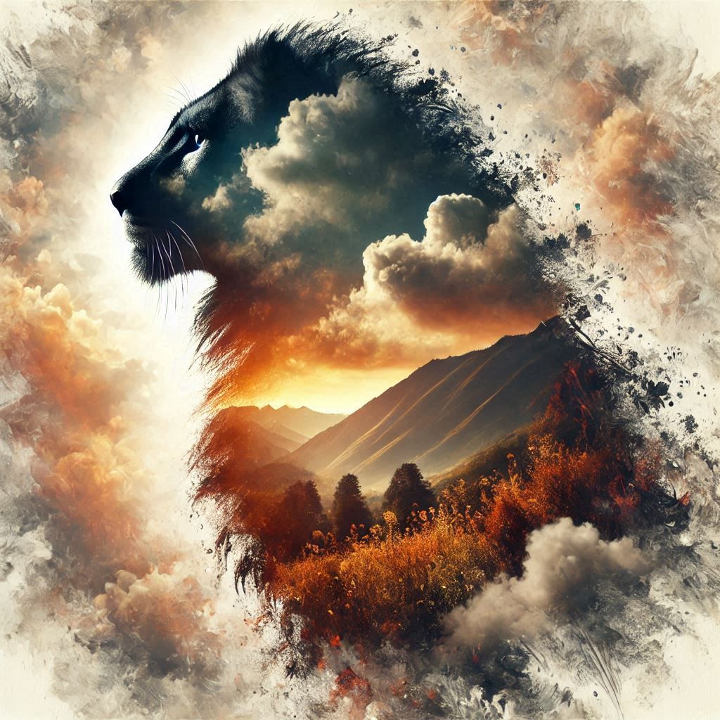 double exposure beautiful fantasy portrait landscape..
