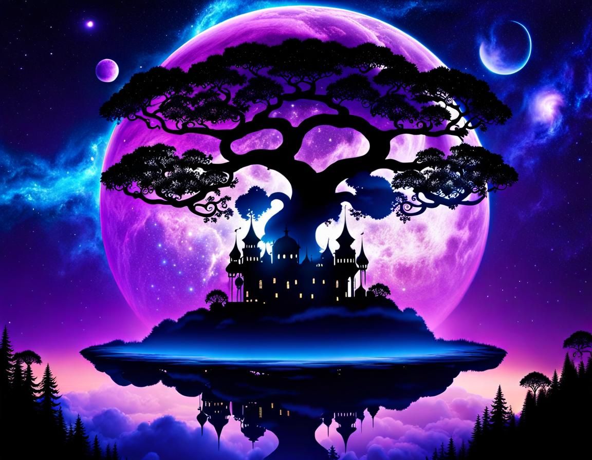 Silhouette Palace and a Purple Moon  by @FrancesFantasy