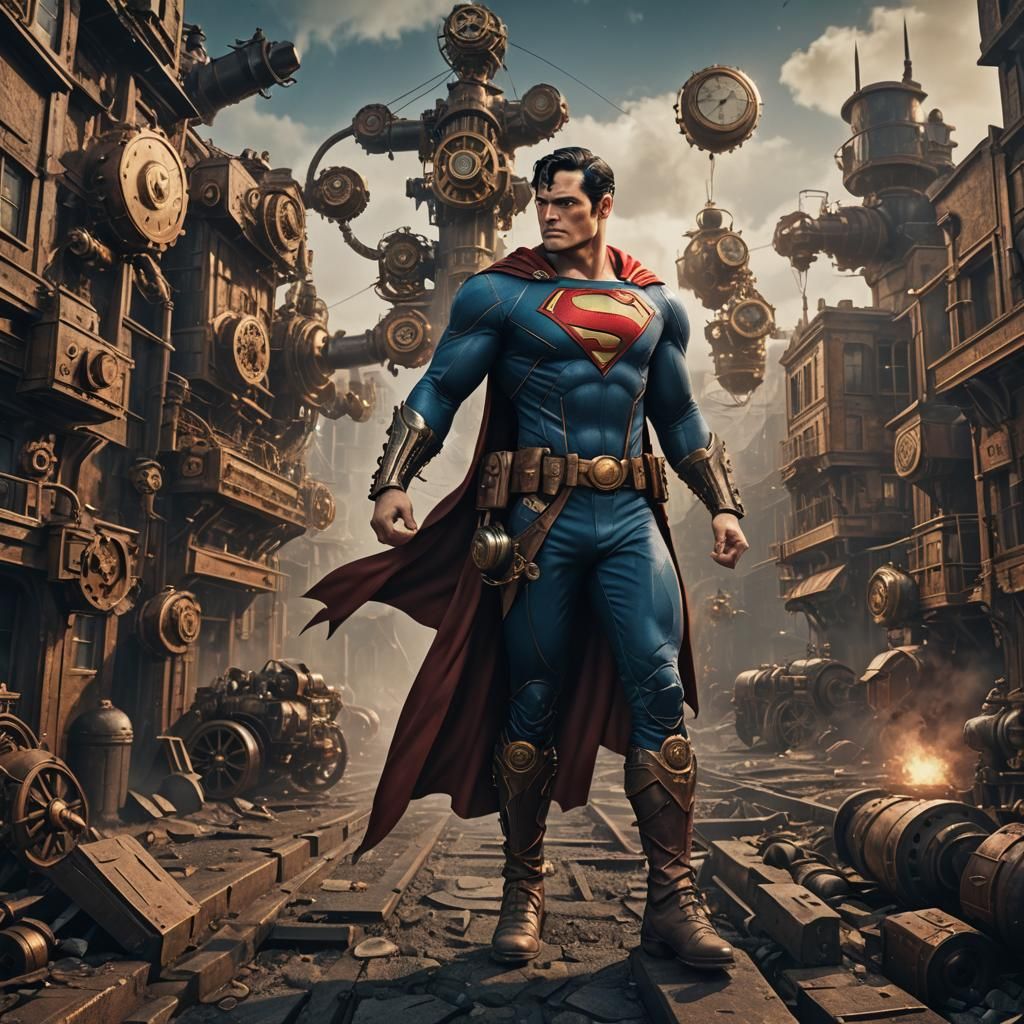 Superman in steampunk outfit