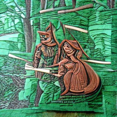 Robin Hood and Maid Marian woodcut