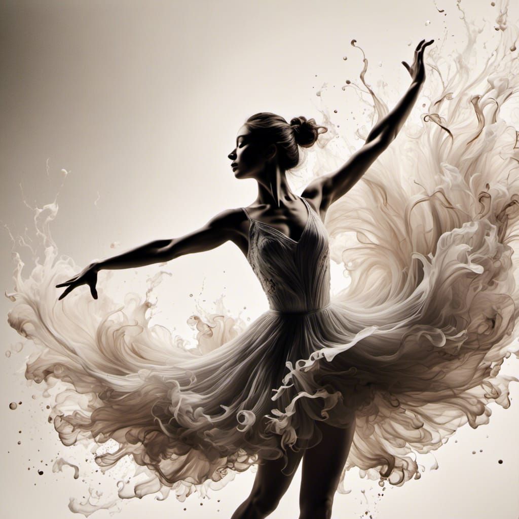 Ethereal Ballerina in Art Nouveau Line Art