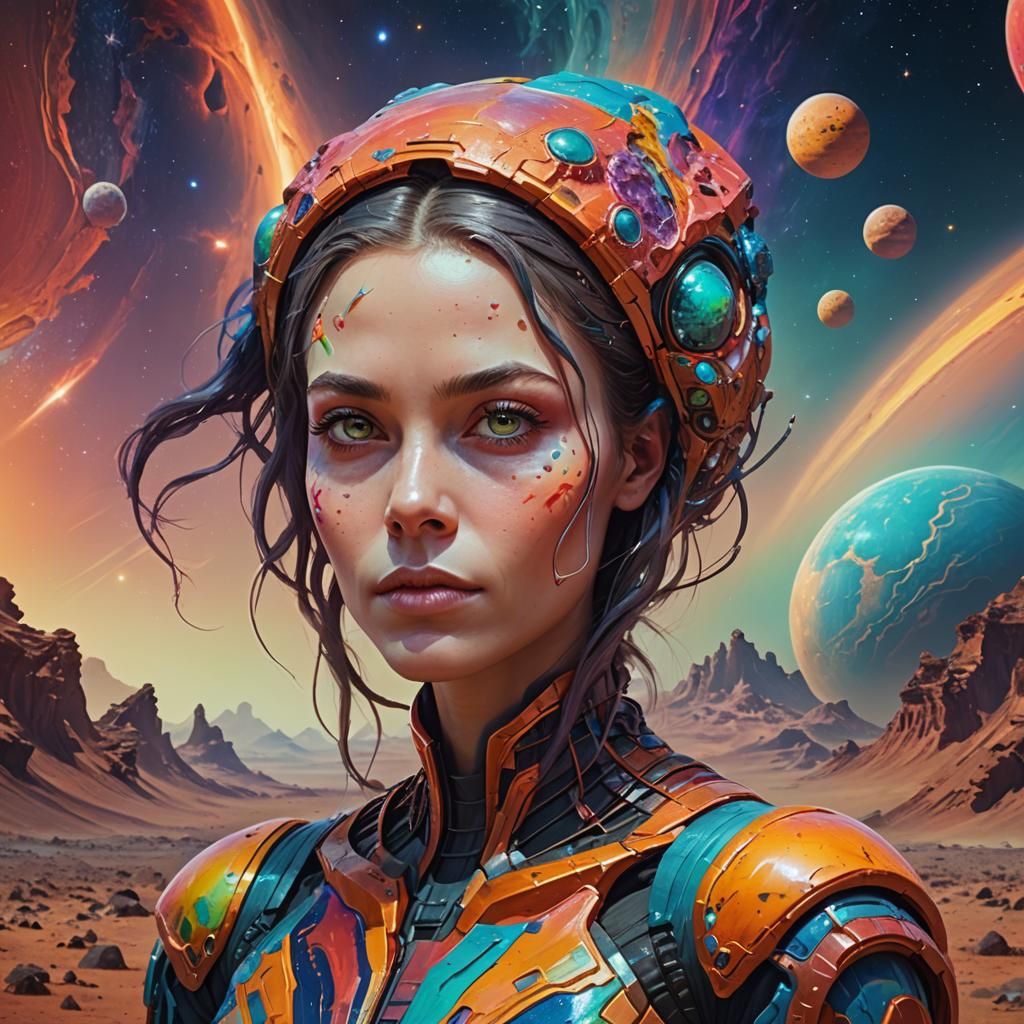Colorful Alien Planet Portrait of a Beautiful Woman