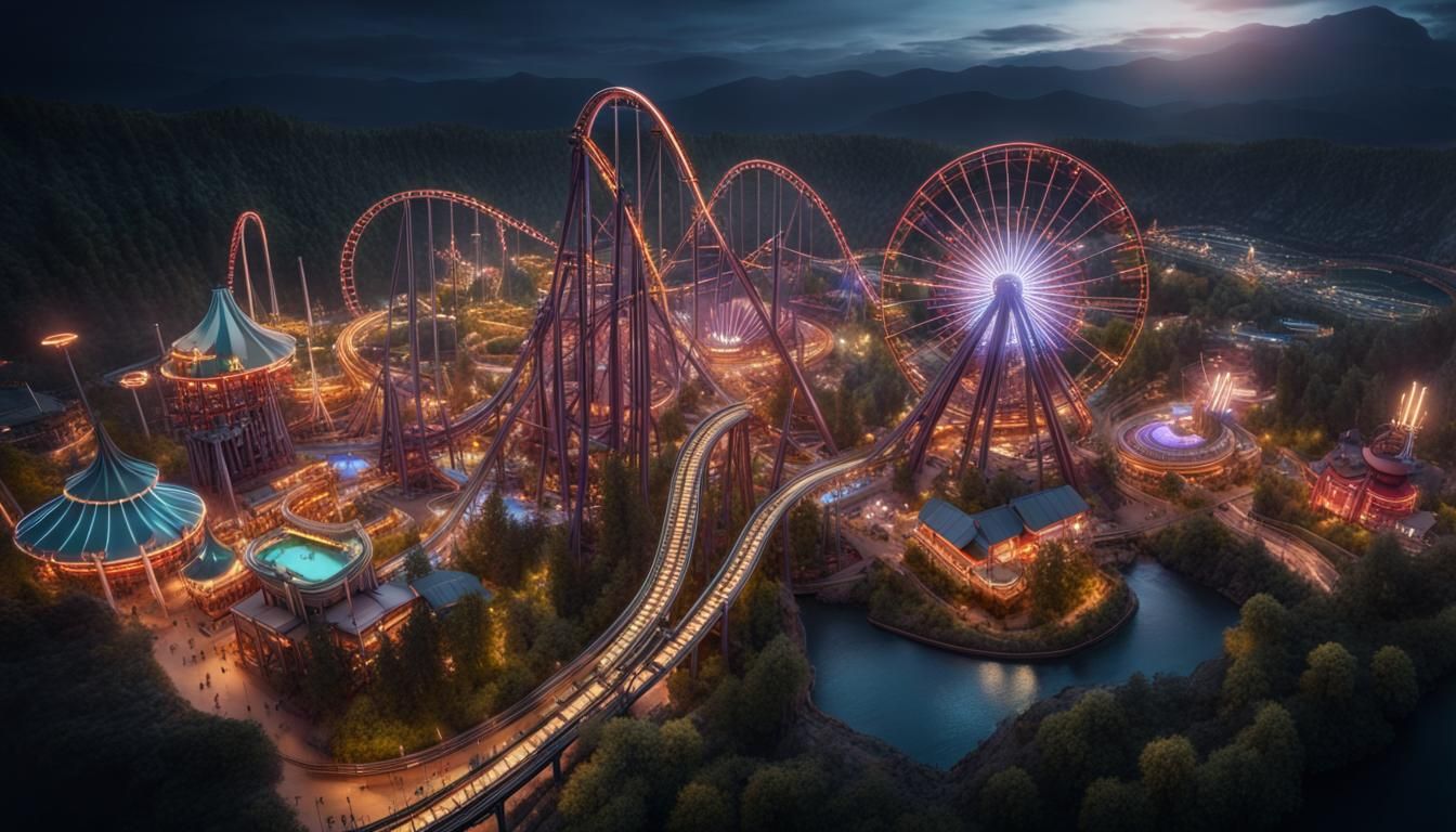 Birds Eye view of a Theme Park - AI Generated Artwork - NightCafe Creator