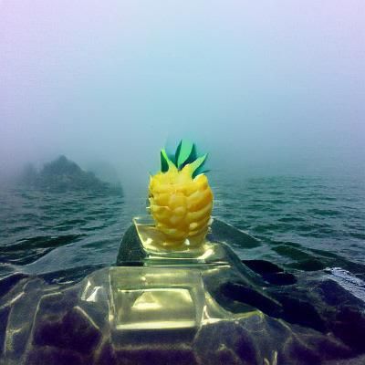 Pineapple in the misty sea