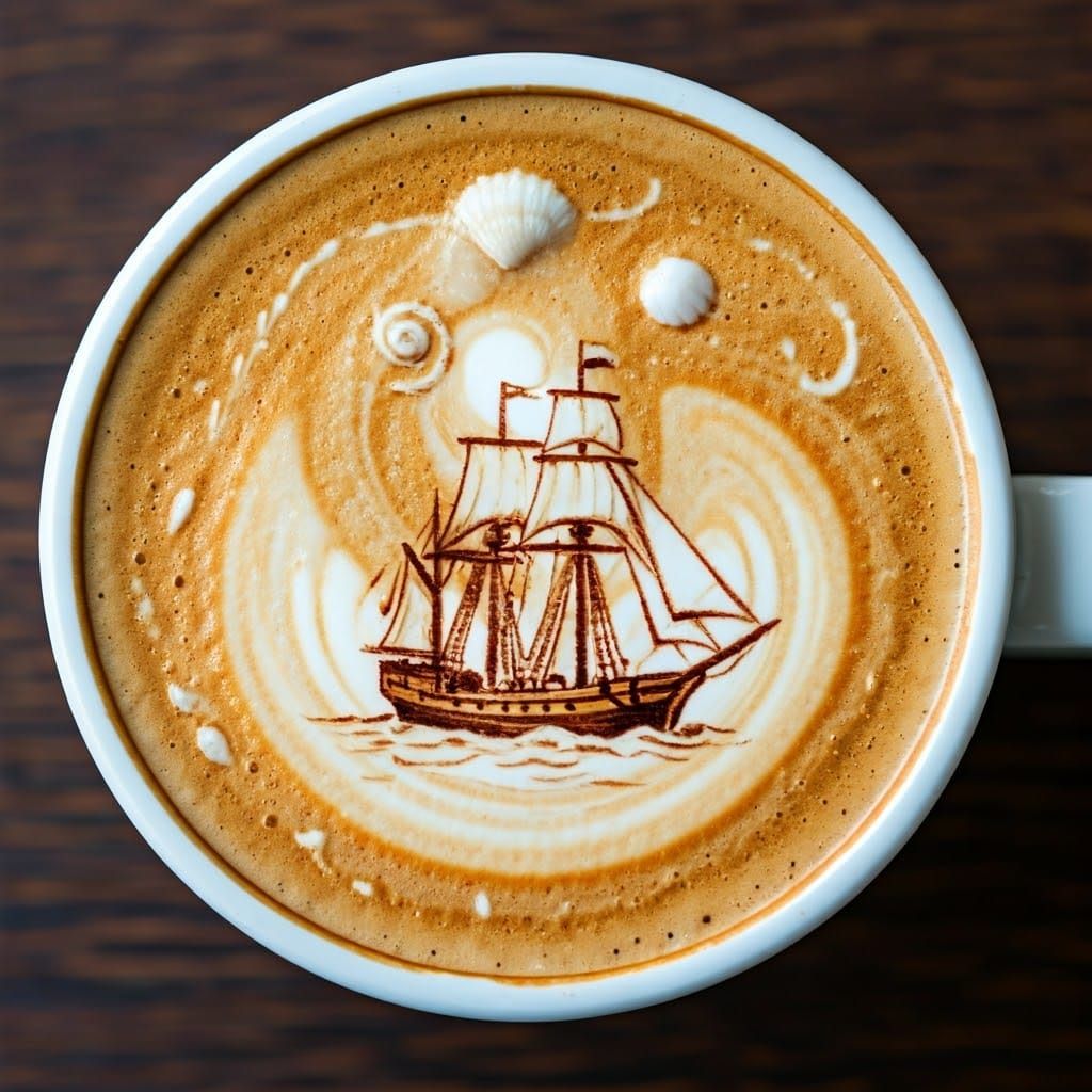 Nautical Latte Art  by @Cheshyr Pontchartrain