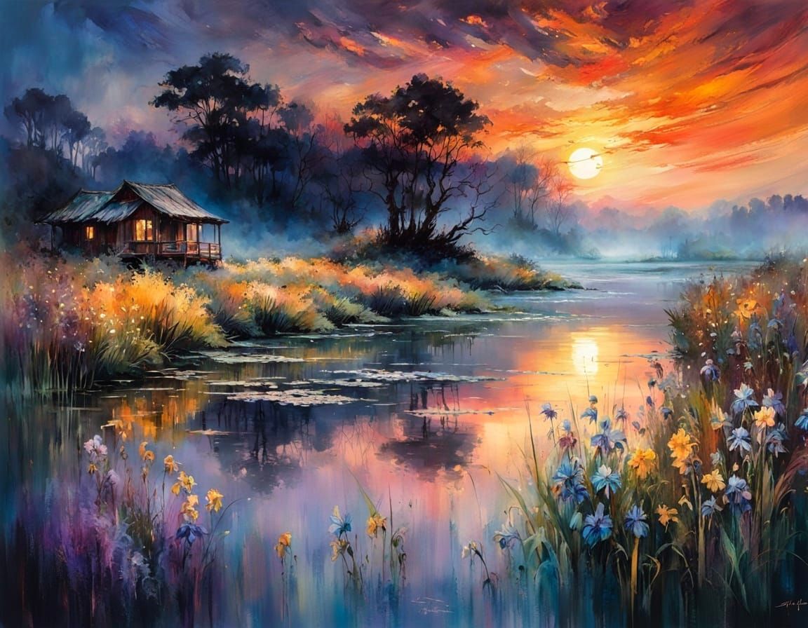 Whispers of the Silent Lake: Dawn’s gentle embrace  by @Artless