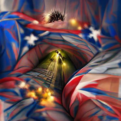 A long way down the fireworks tunnel digital illustration hy...