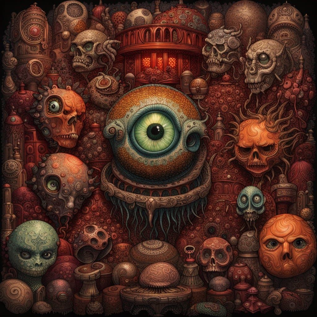highly detailed, finely carved, magic , slimey eyeball ; dar...