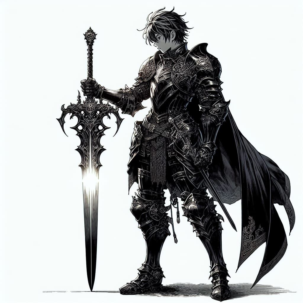 CGDivineSwordsw, armor, weapon, solo, 1boy, male focus, swor...