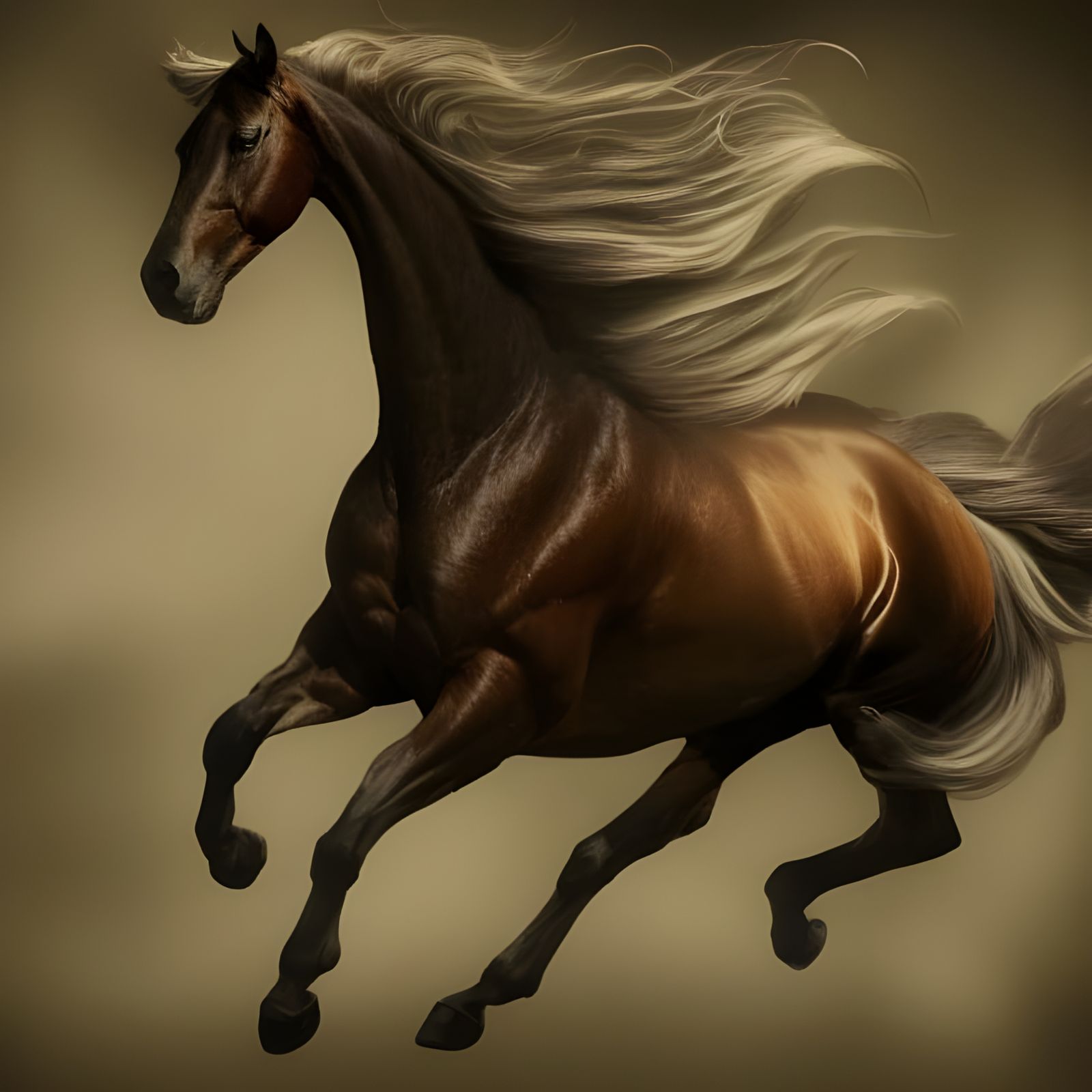 Armored Horse: Surreal Monochromatic Airbrush Art