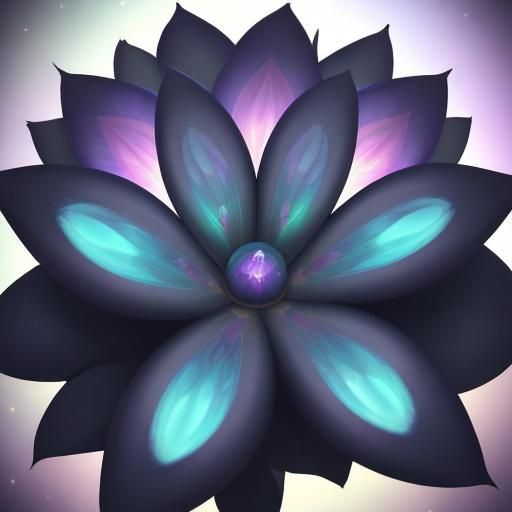 Surreal multi chromatic holographic blue flower with hologra...