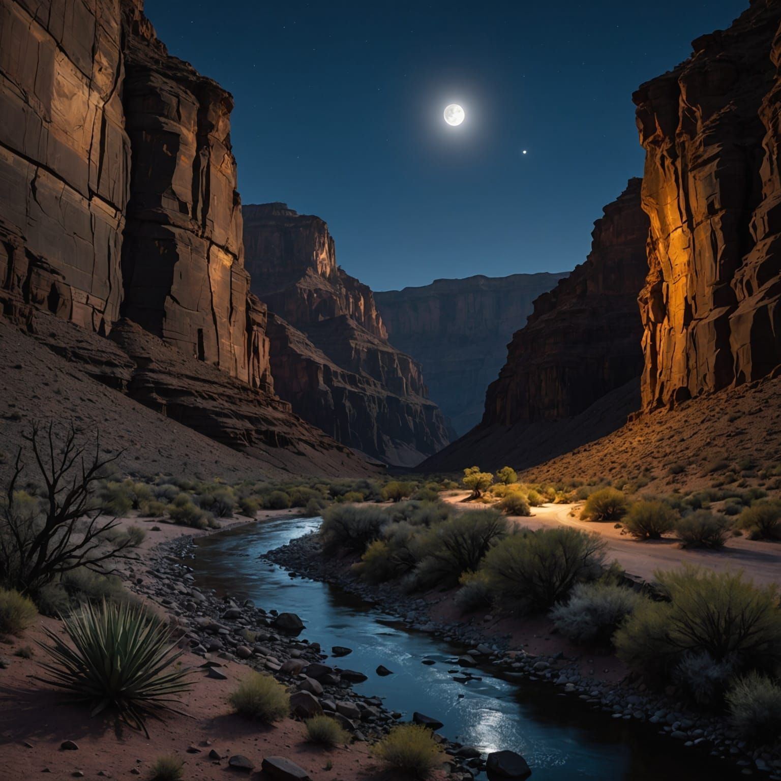 Canyon at night  by @Sharoja