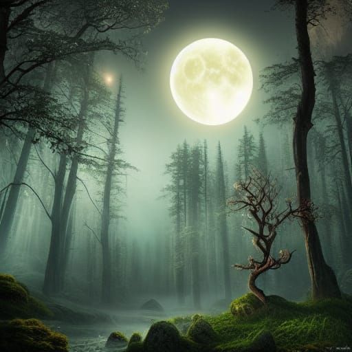 Forest at night undefined