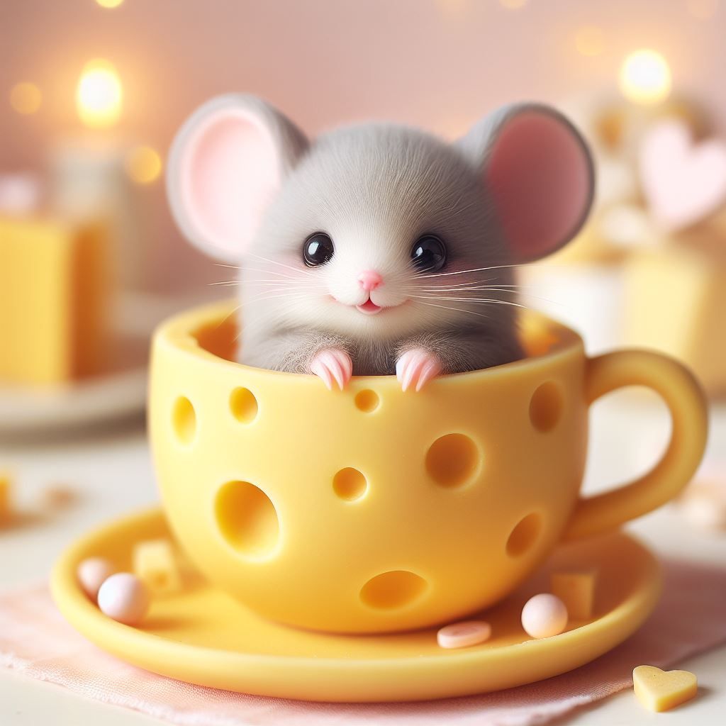 Mouse in a cheesecup