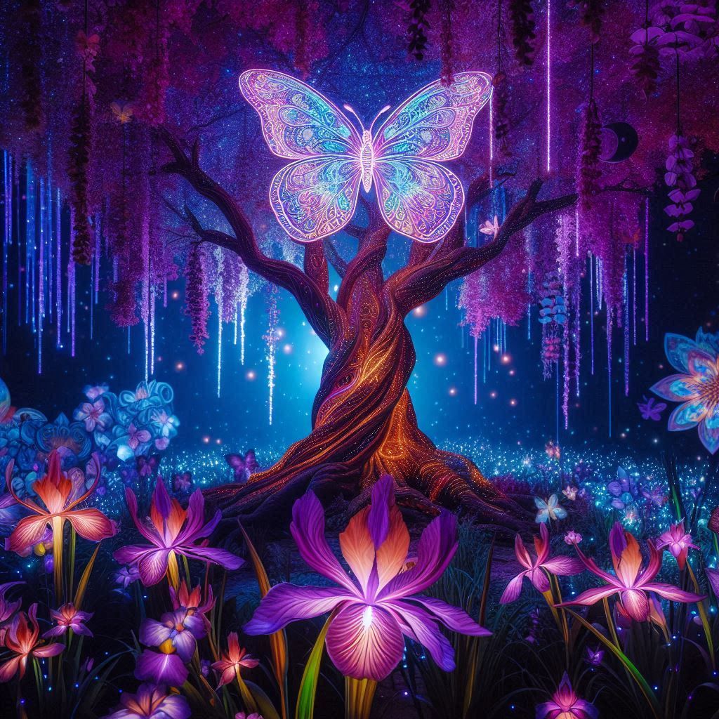 Tree of life with butterfly lights