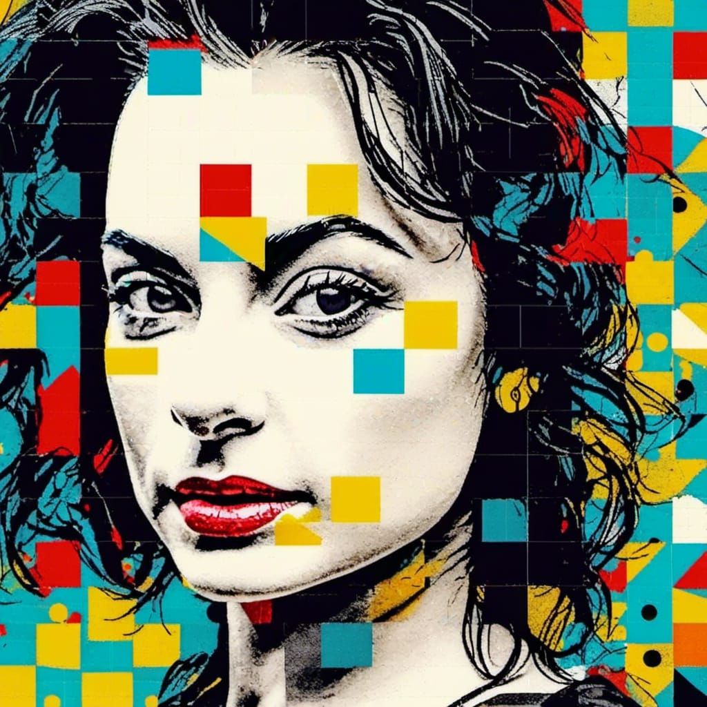 close-up portrait of <lora:MS Mississippi :0.8>, Screen prin...
