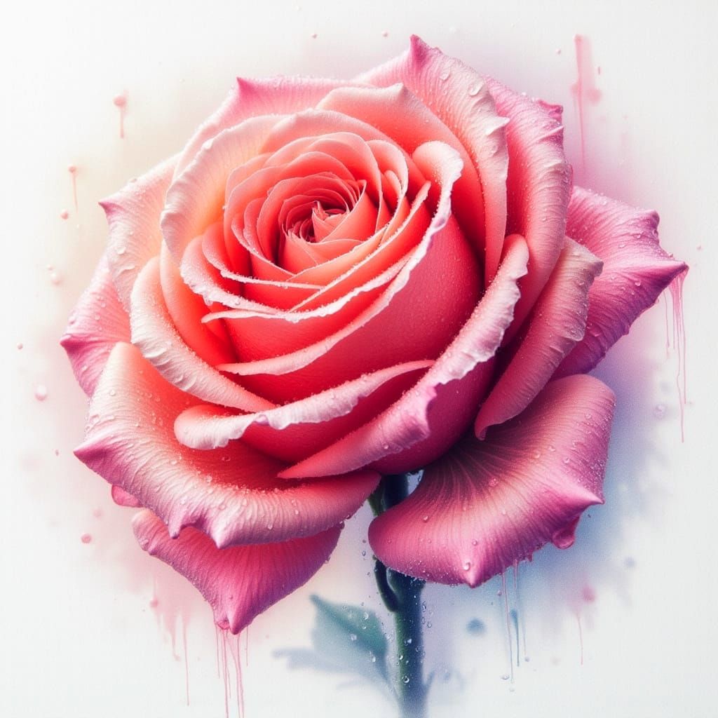 <lora:HRH-Rain-Woven:1.0> A hyper detailed triadic rose, ink and watercolour