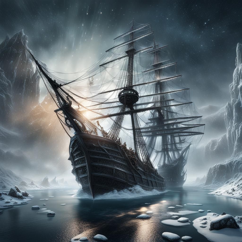 Frozen ghost ship - AI Generated Artwork - NightCafe Creator