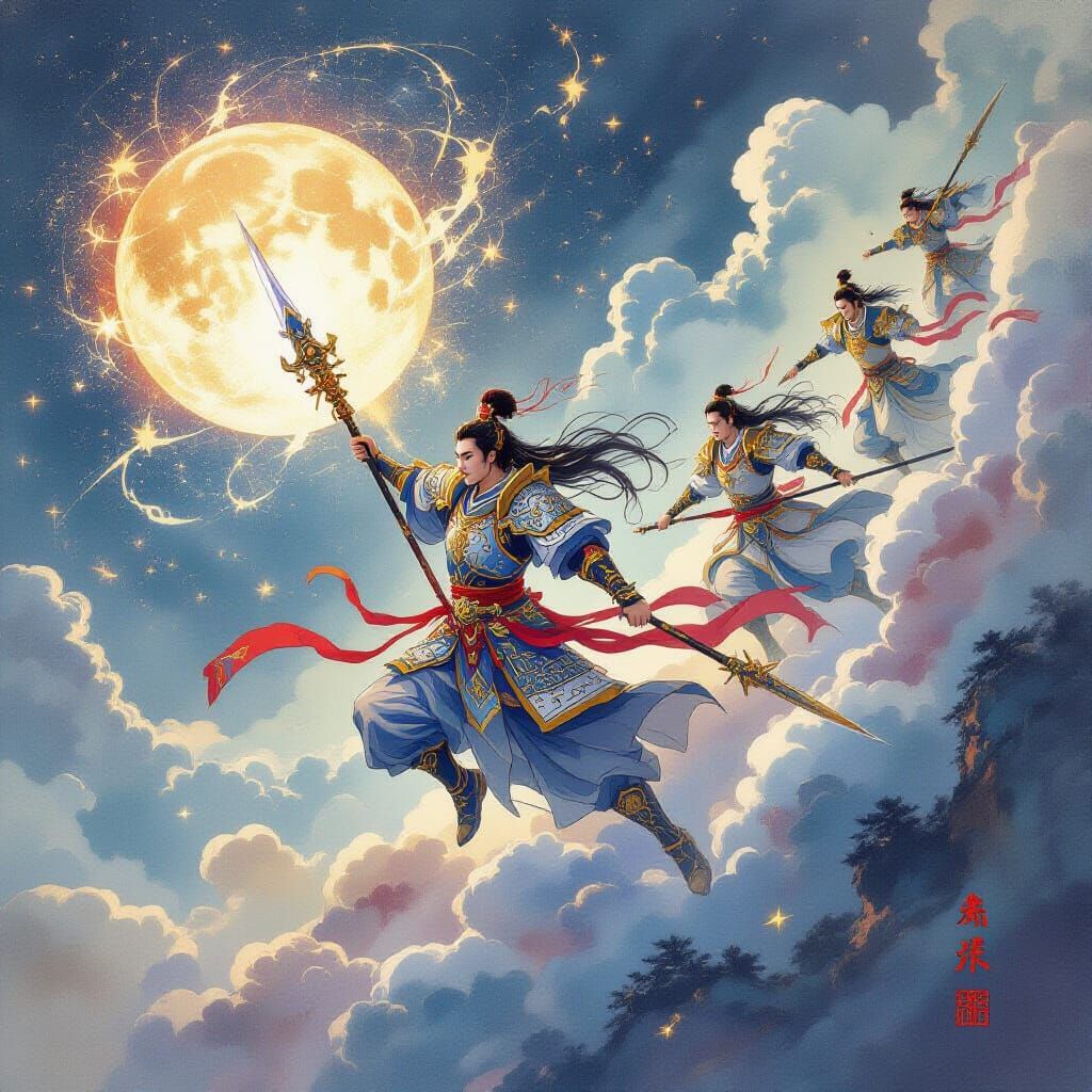 Heavenly Army Generals in Mystical Chinese Art Style