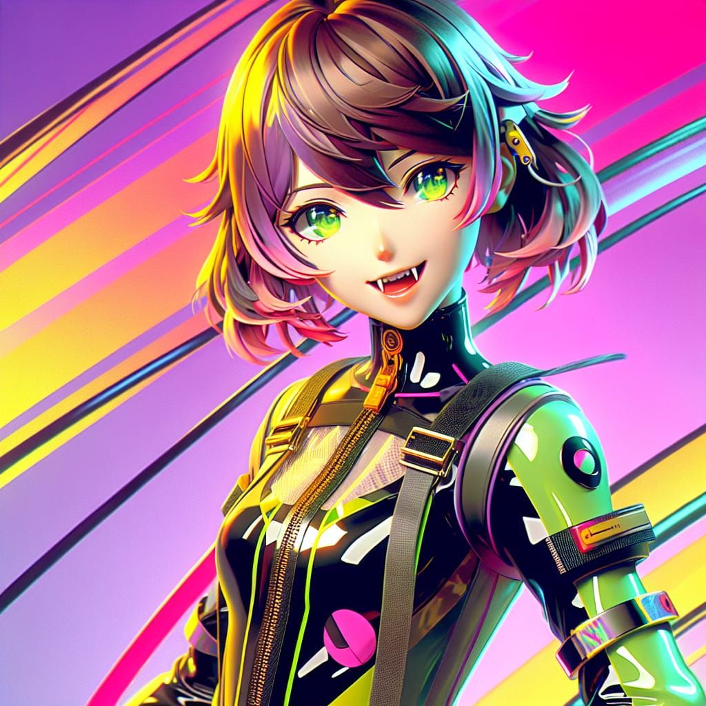 Cyberpunk cute anime girl
