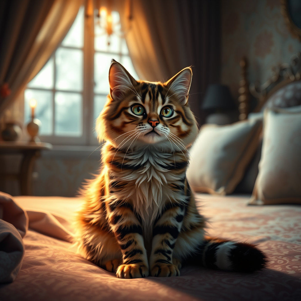 Innocent Bengal Cat Awaits Breakfast