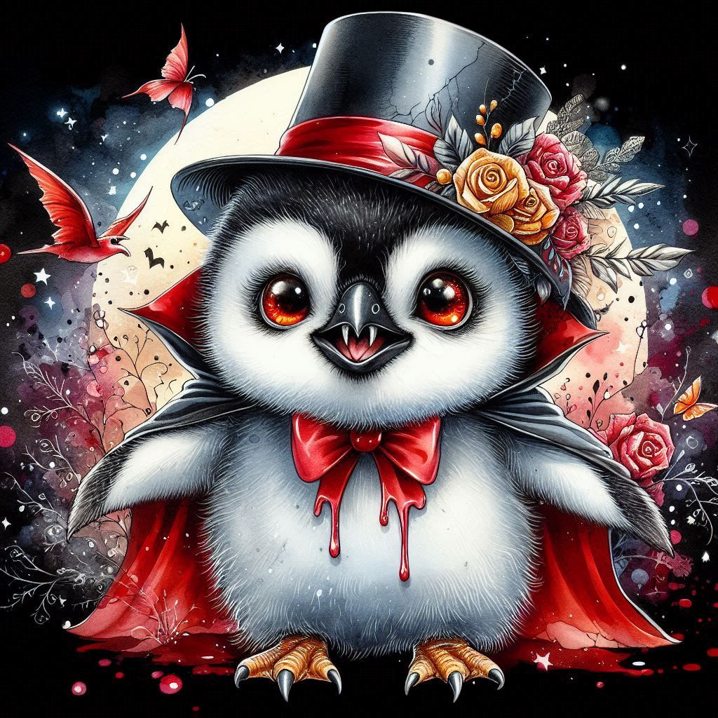 Vampire penguin - because being chilling in formal wear is w...