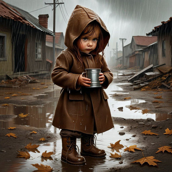 Niña bajo la lluvia