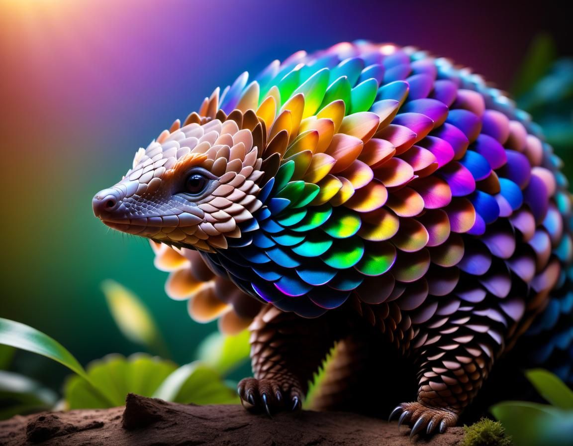 Rainbow pangolin  by @Morrighan
