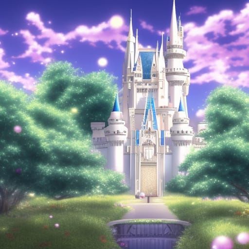 Premium Photo | Anime castle with a blue sky and clouds in the background  generative ai