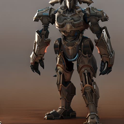 warforged robot knight with massive shield steampunk - AI Generated ...