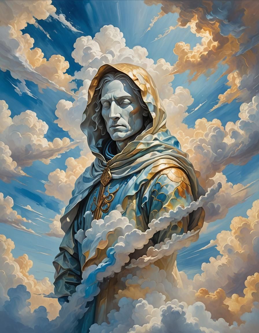 Mystical Cloud Sculptor in a Dreamlike Sky