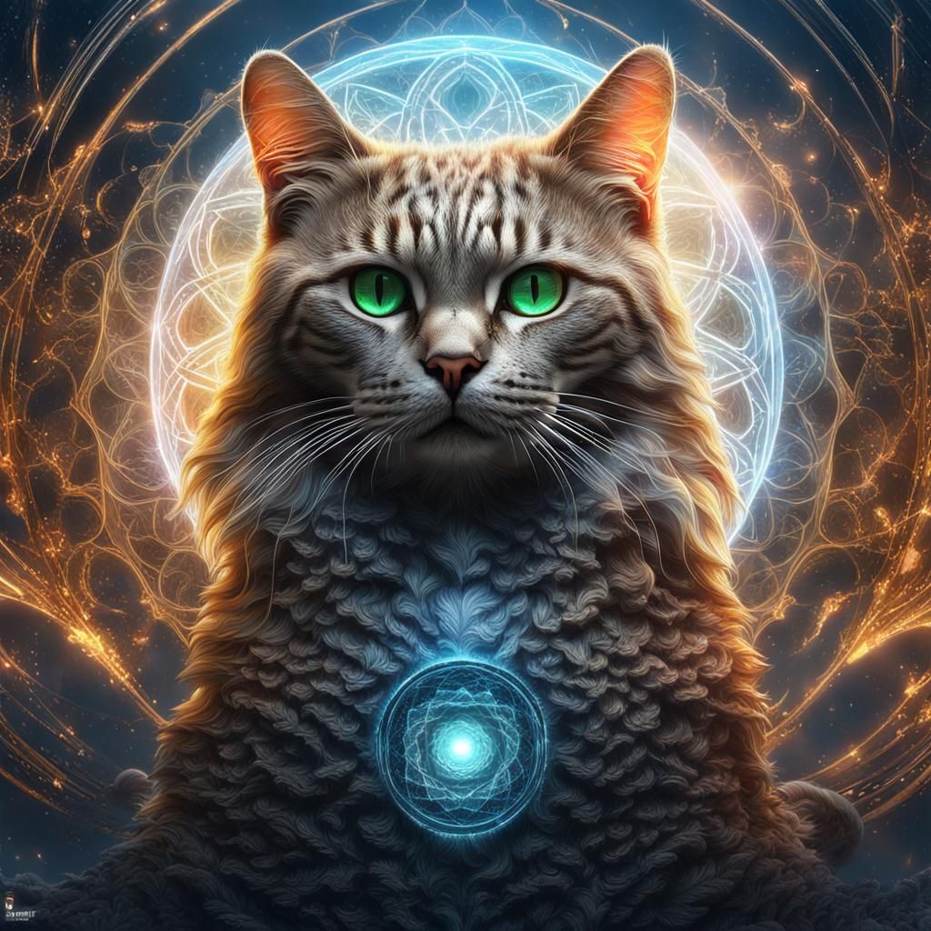 cat god of nature intersects with the clash of two worlds, s...