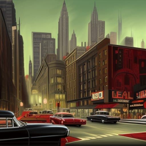 Noir landscape of nyc 1950s - AI Generated Artwork - NightCafe Creator