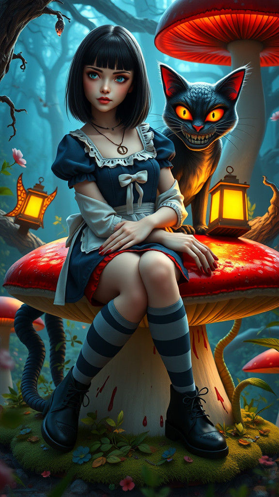 Alice Resting on a Toadstool #2  by @Mars