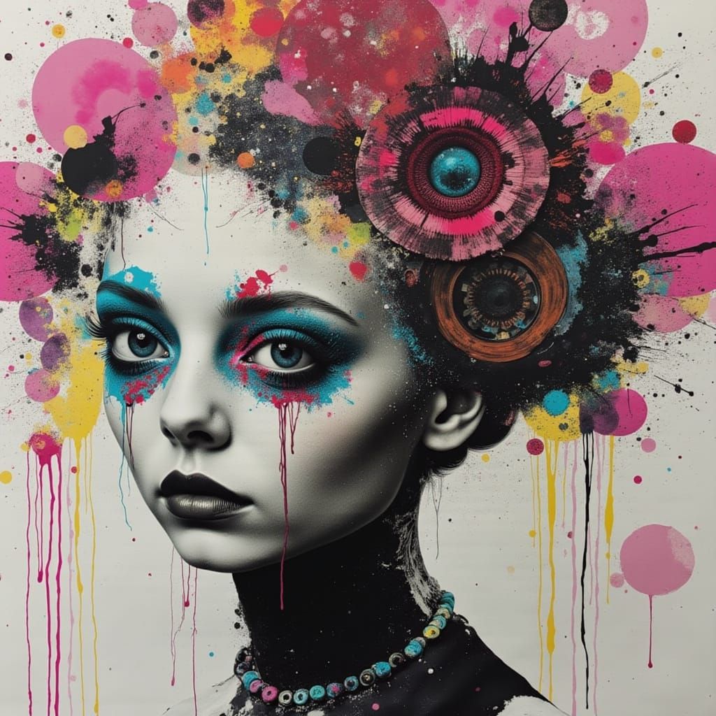 <lora:mix:1.0> <lora:Alice in Wonderland:1.0> Recursive head devouring its reflection amid glitch static