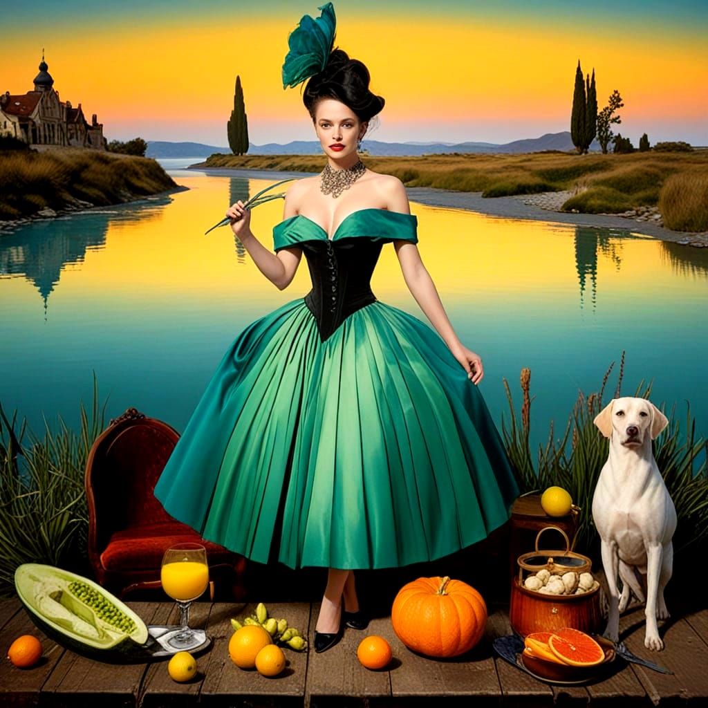 Elegant Ladies in Whimsical Surrealistic Landscapes