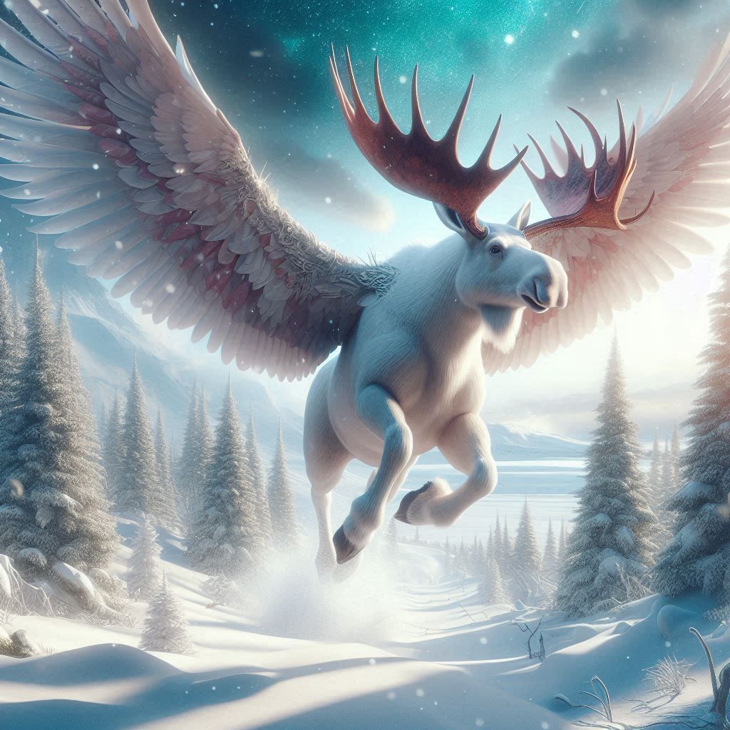 Winged White Moose
