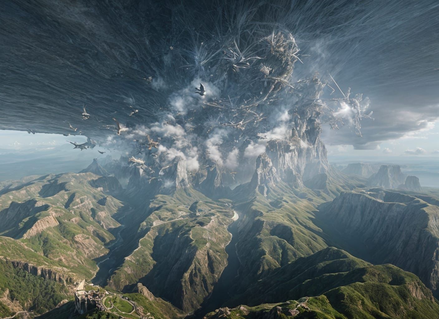 Mothership appears to be Colliding with the Rocky peaks - ca...
