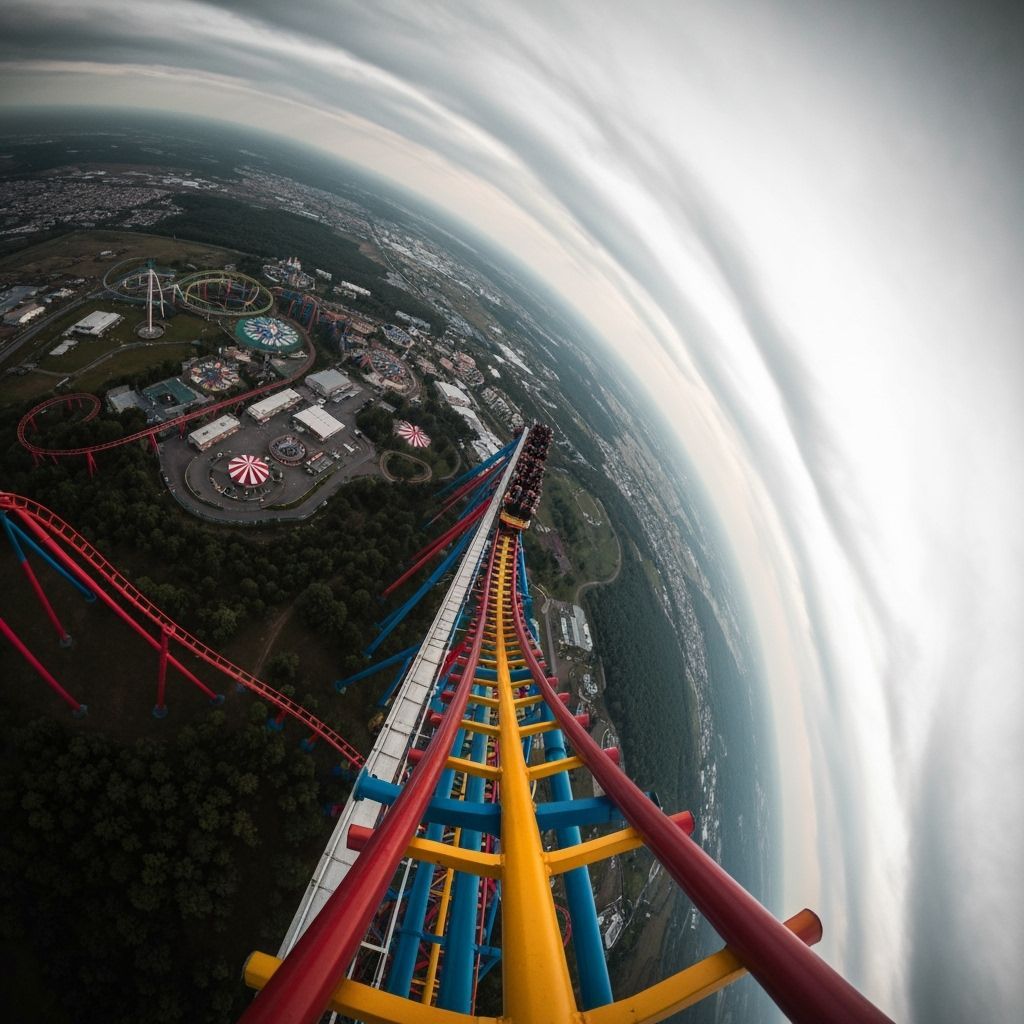 Vertigo, at the top of the amusement park roller coaster ride.  by @Max Strandberg