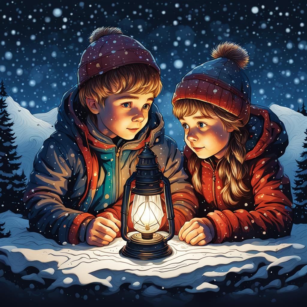 Filigrance Colored Hyperrealistic Art Portrait cute Sibling 1boy and 1girl With Ink Linework Ornament ...  by @Adu entertainment