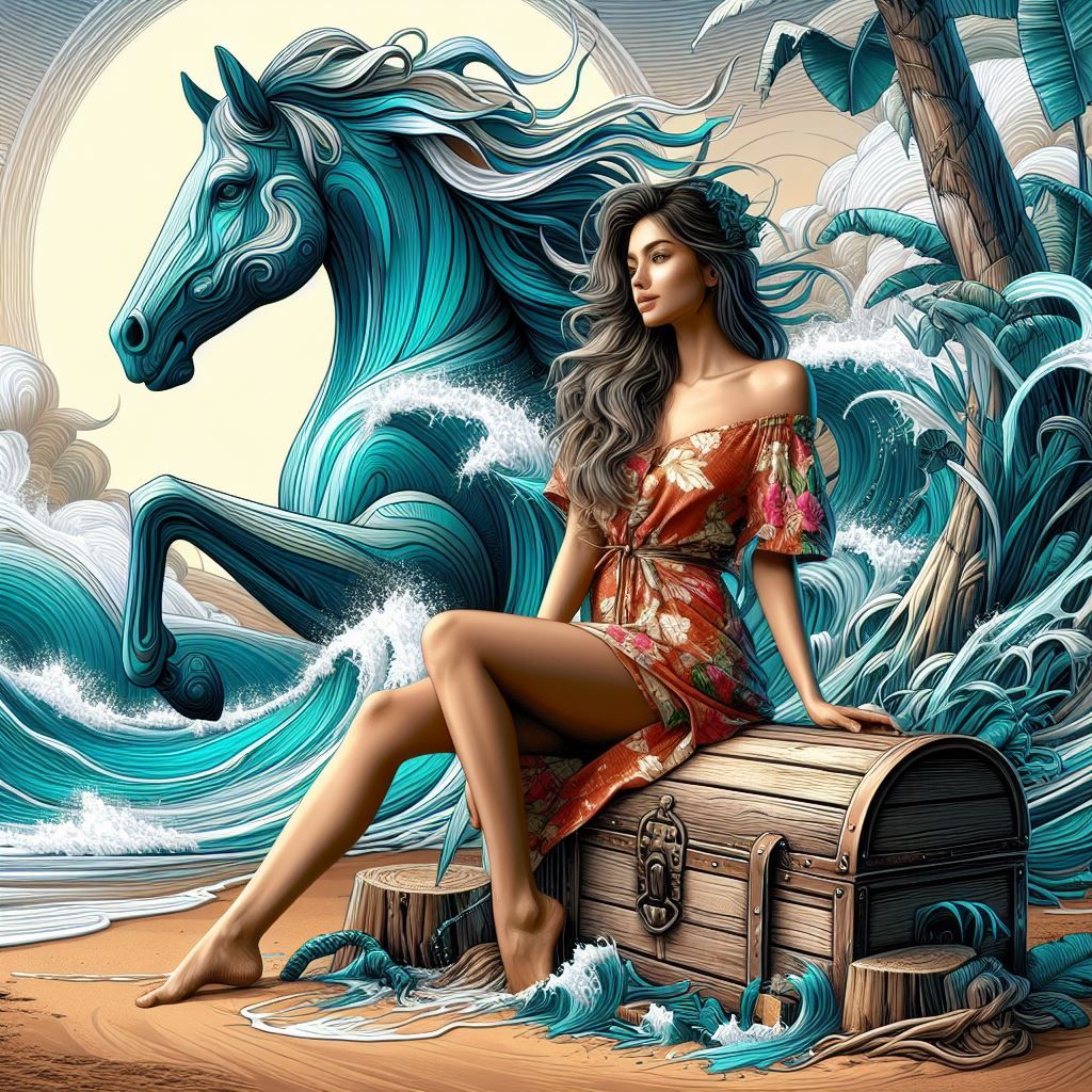 Enjoying the beauty of nature on top of treasure chest (vers...