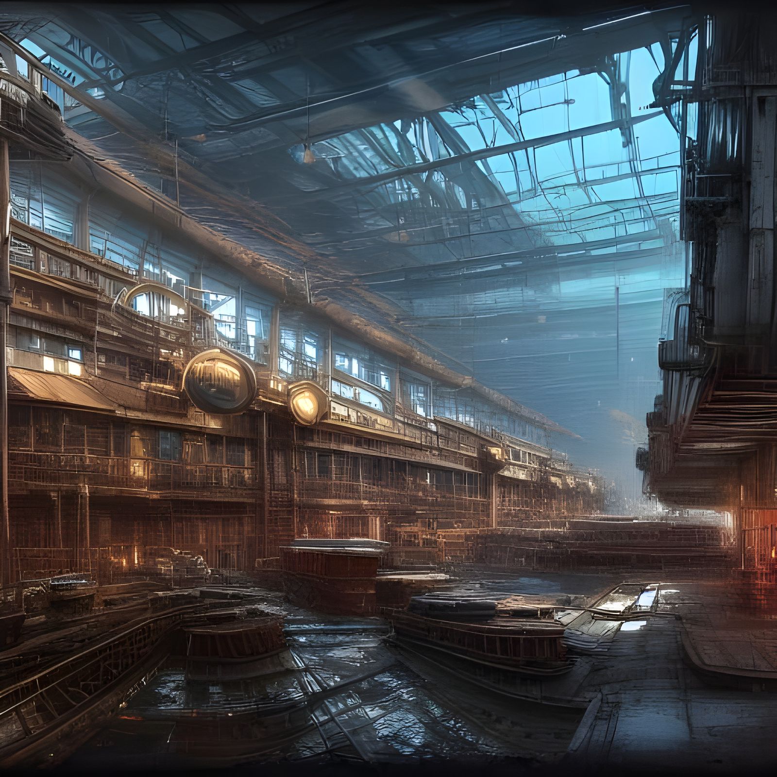 Steampunk Dockyards XXXV - AI Generated Artwork - NightCafe Creator