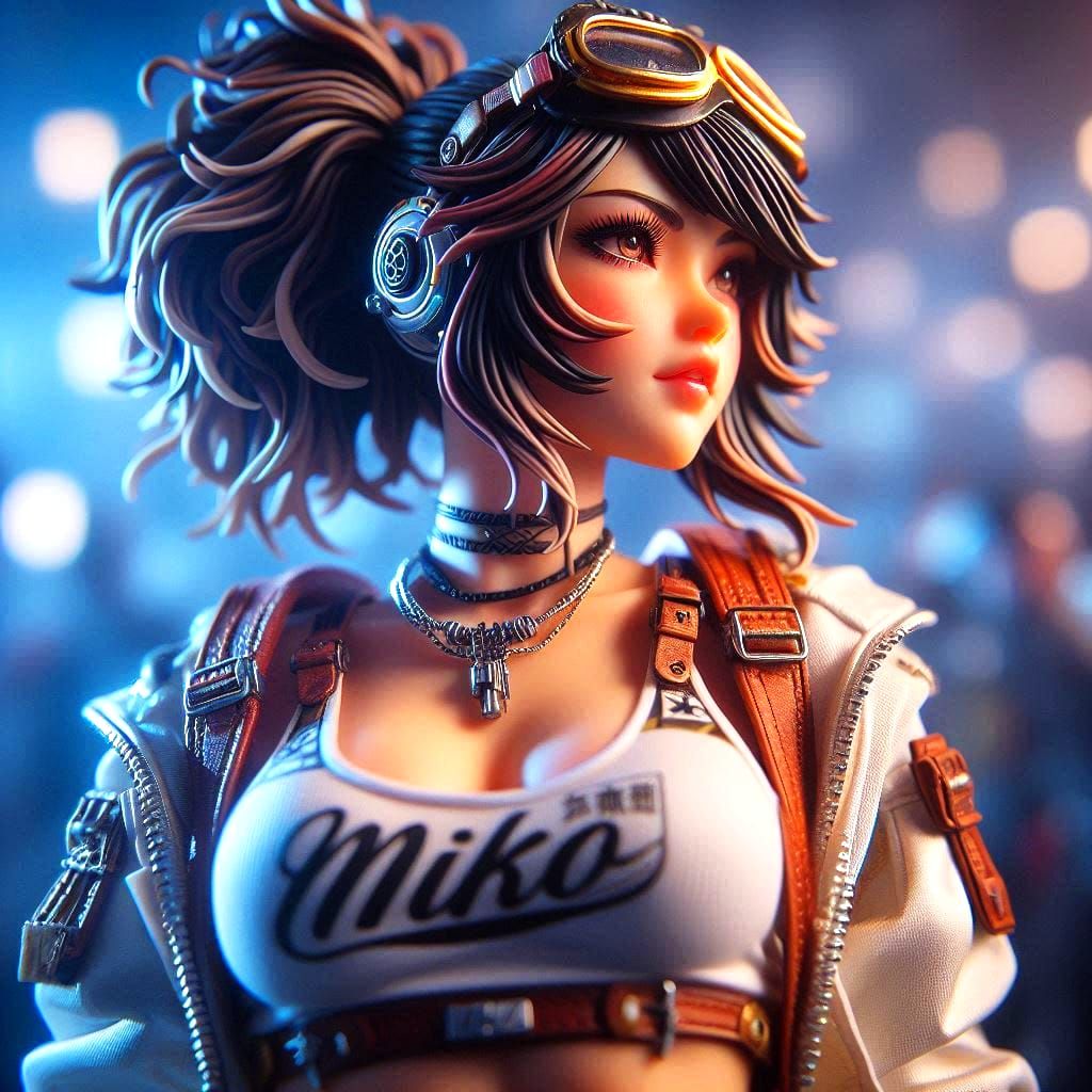 Macro anime detailed miniature model of Miko Hanzo
