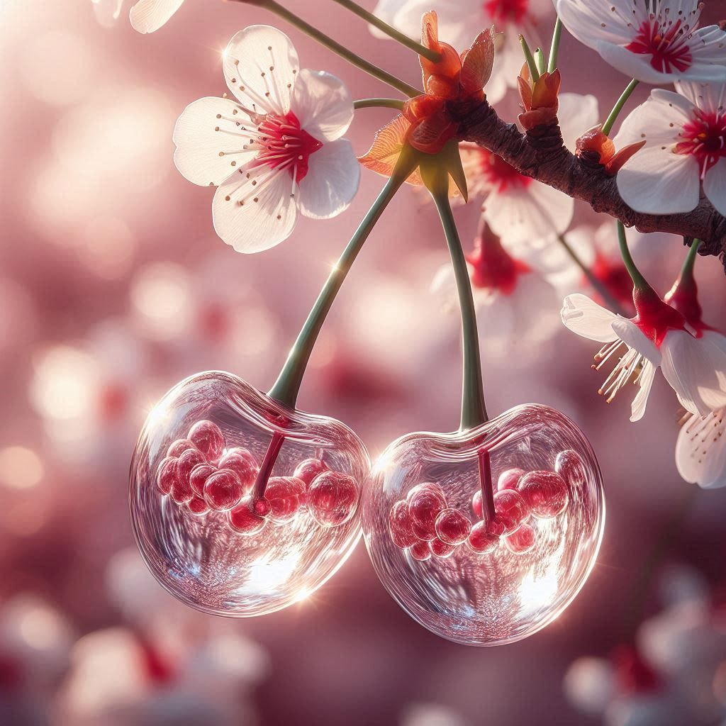 Transparent glass cherries (1)