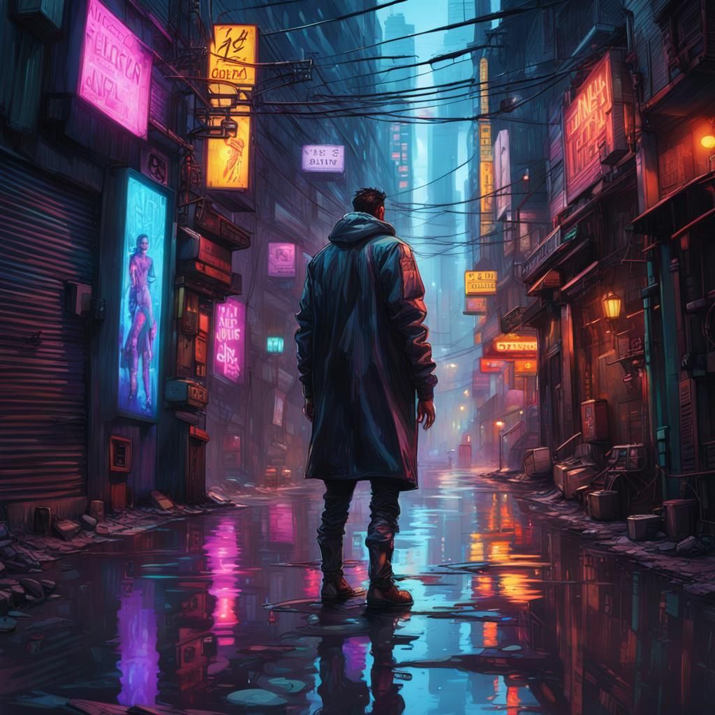 Dystopian Cyberpunk City Slums   AI Generated Artwork   NightCafe Creator