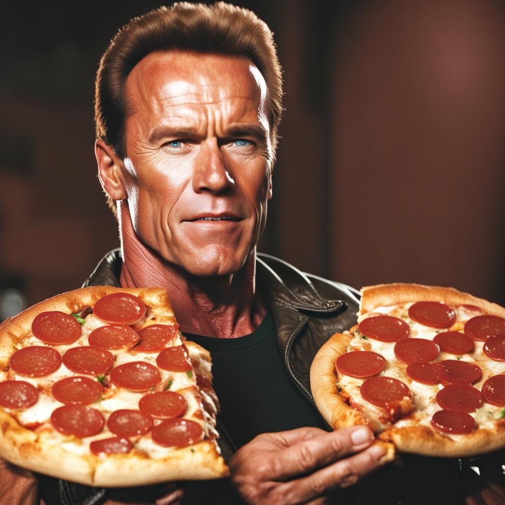 Q: What does Arnold Schwarzenegger say when he delivers pizza? A ...