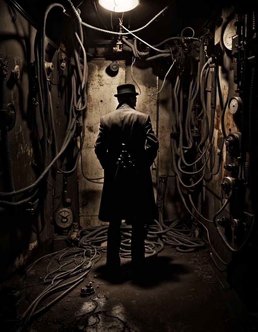 A detective in a Steampunk horror scene 2