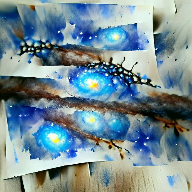 watercolour blue sky galaxy