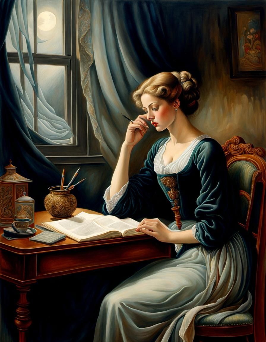 Thinking on the past a woman sitting and daydreaming ... wha...